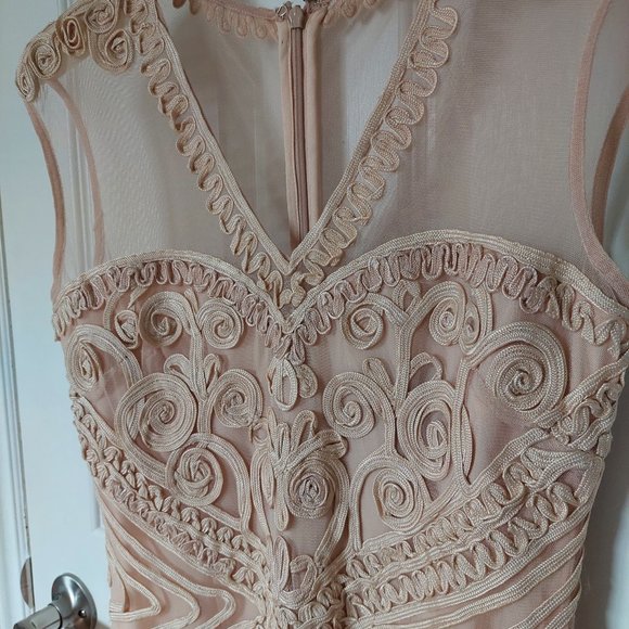 JS Collection Women's Embroidered Midi Sheath Dress, Rosegold, Size 8 - Picture 3 of 10